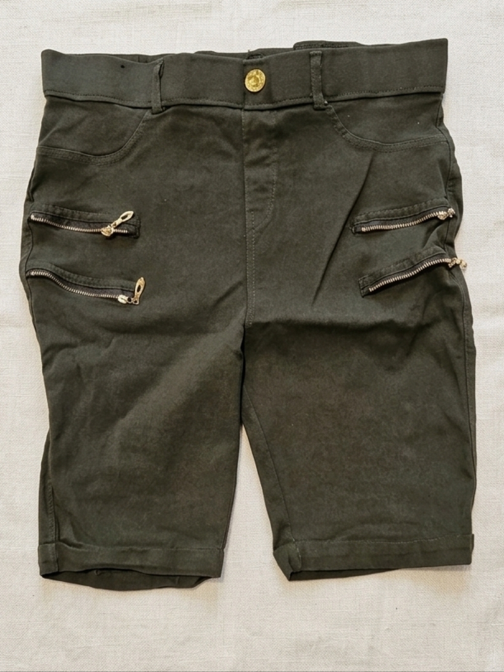 Women's Olive Green Stretch Bermuda Shorts